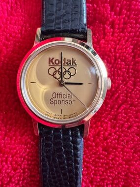 Kodak Gold Dial Watch with Black Strap